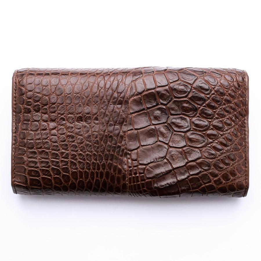 Dark Brown Genuine Crocodile Backbone Skin Womens Wallet