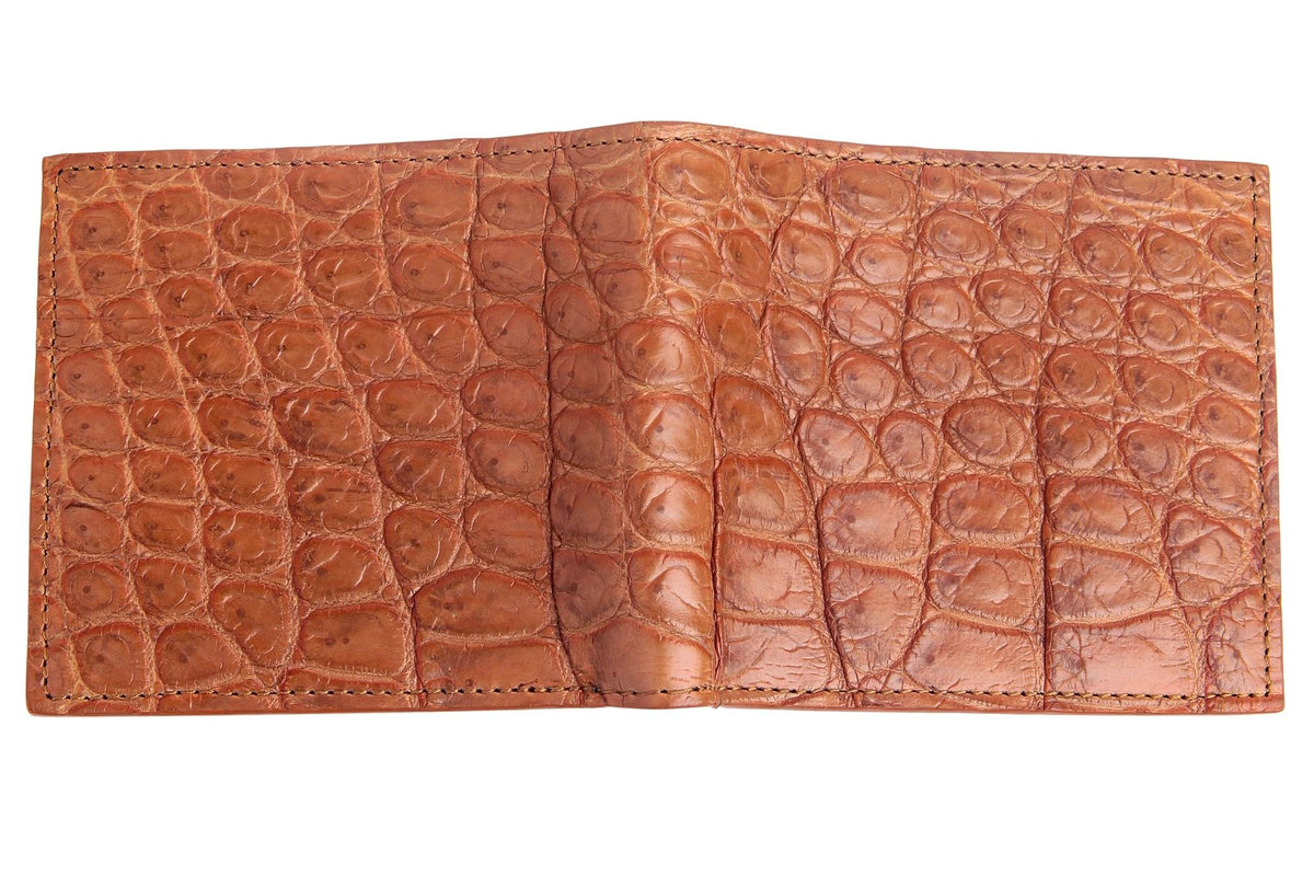 Double side Genuine alligator Crocodile leather skin brown bifold wallet  for men 
