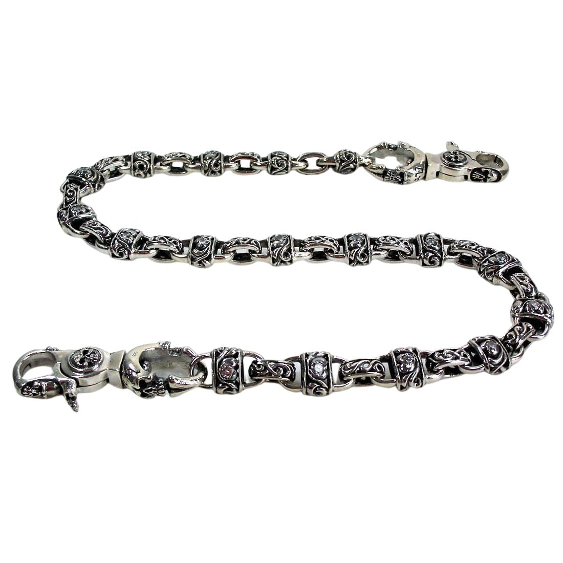 Sterling Silver Padlock Diamond Wallet Chain