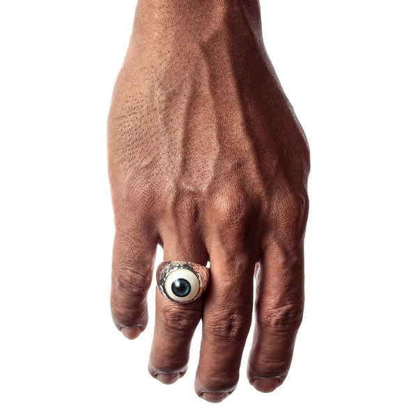 Sterling Silver Dark Blue Evil Eye Adjustable Ring