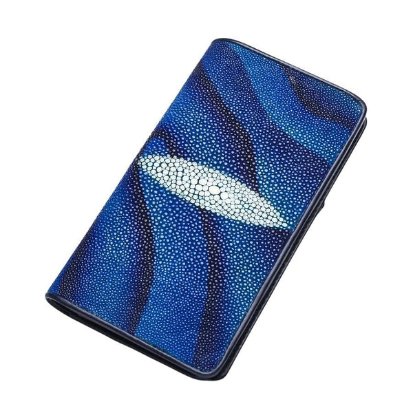 Blue Stingray Skin Leather Long Wallet