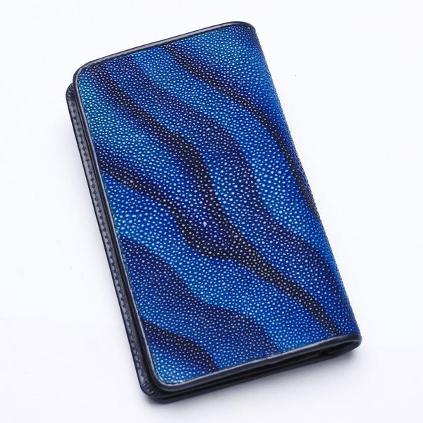 Blue Stingray Skin Leather Long Wallet