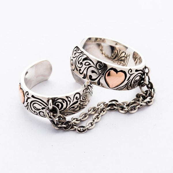 Chained Punk Heart Ring