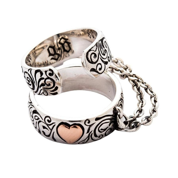 Chained Punk Heart Ring