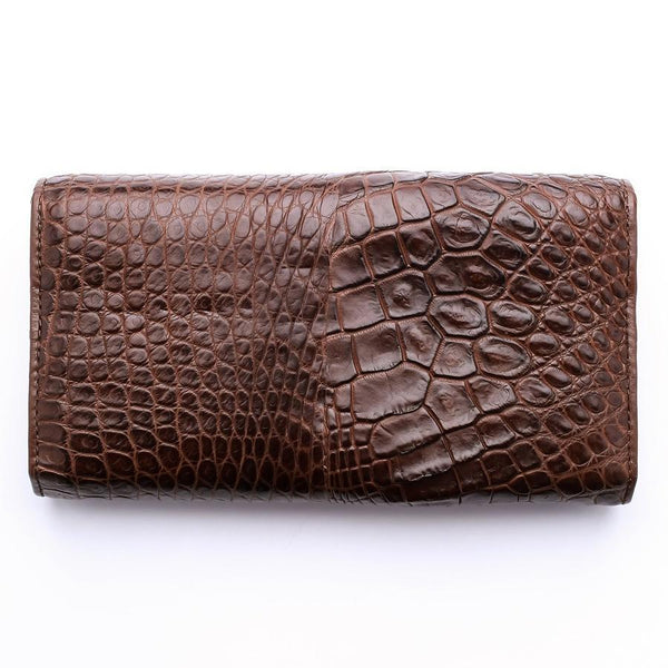 Genuine Brown Crocodile Backbone Skin Leather Wallets