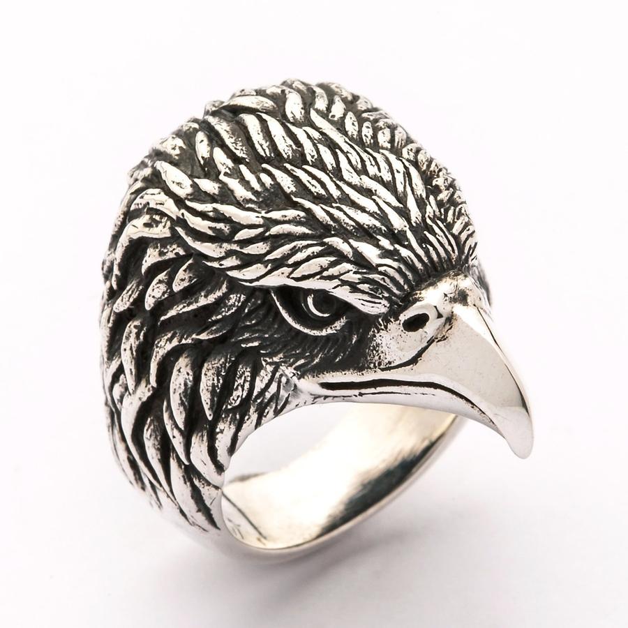 Sterling Silver American Eagle Head Men's Ring