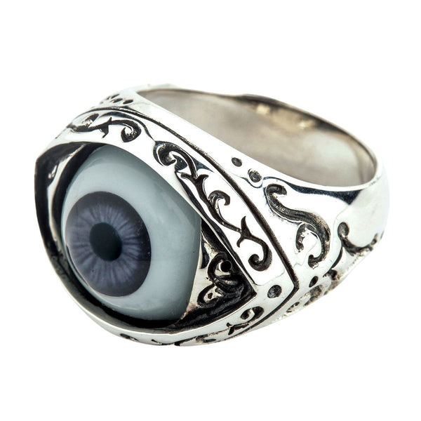 Sterling Silver Gothic Blue Evil Eye Pendant