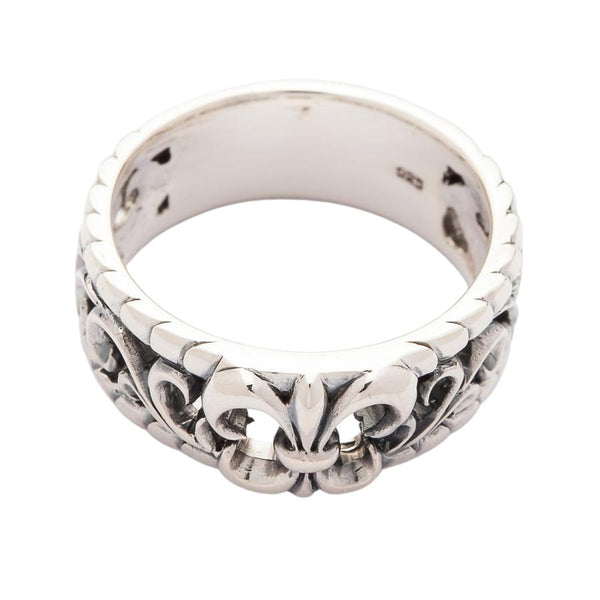 Gothic Fleur De Lis Band Rings