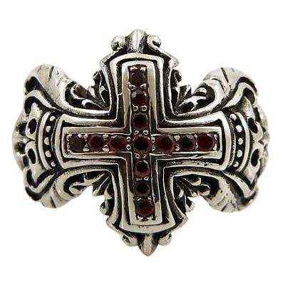 Anéis medievais da cruz de prata esterlina
