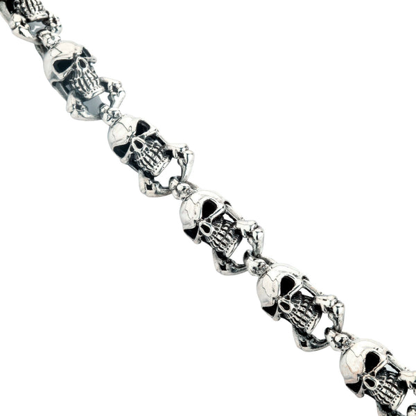 TFJ Men Wallet Chain Fashion Metal Spike Horn Charm Keychains Skull Rusty Silver