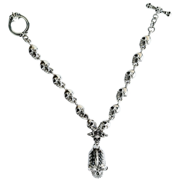 Punk Skull Charms (3pcs / 12mm x 22mm / Tibetan Silver) Gothic Jewelry Spooky Necklace Halloween Bracelet Bangle Zipper Pull Charm CHM1243