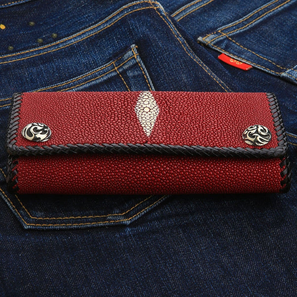 Red Stingray Skin Biker Wallet