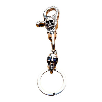 Gothic Devil Skull Sterling Silver Key Chain