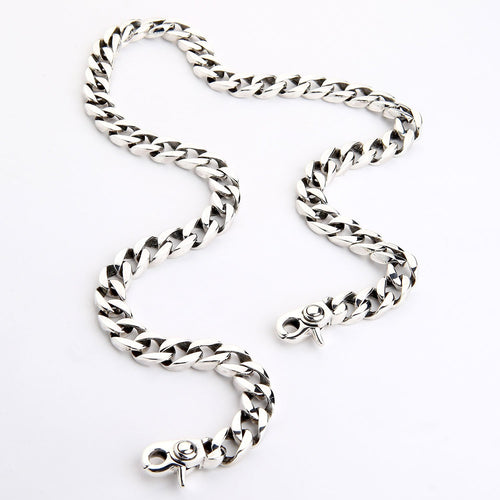 Sanity Jewelry Curb Chain Wallet Chain Silver - w/ Sanity’s Polished Hook Clip - WC01 24”