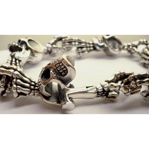 Unique Death Skeleton Charm Bracelet For Men In Sterling Silver